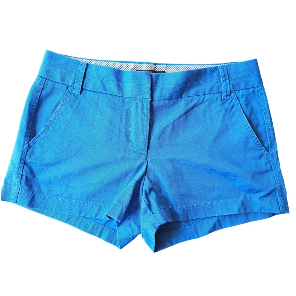 J.Crew Womens Blue Chino Shorts Size 6 Cotton Twill Summer Casual EUC